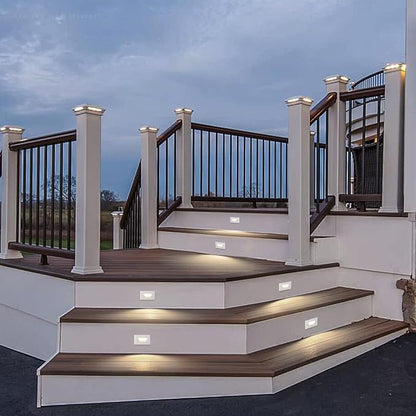 LEONLITE 6-Pack 5CCT 120V LED Step Lights, Horizontal, White | 150LM, 5%-100% Dimmable, CRI90, ETL, Indoor Outdoor Stair Lights, Wet Location, 2700K/3000K/3500K/4000K/5000K, Aluminum