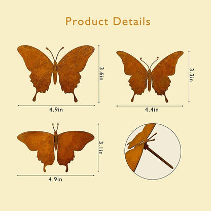 Metal Butterfly Wall Decor Outdoor – Rustic Garden Decor for Fences, Patio & Indoor | Set of 3 Handcrafted Antique Butterfly Outdoor Garden Art
