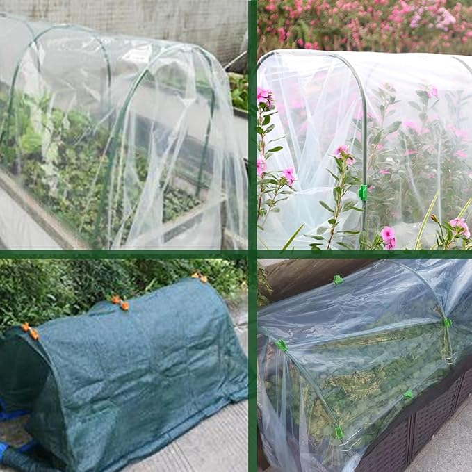 Greenhouse Hoops Grow Tunnel,6 Sets Garden Hoops for Raised Beds, Rust-Free Plant Hoops Frame for Row Cover Plant Shade Cloth, DIY Plant Support Garden Stakes,Garden Tunnel Row Cover Hoops Kit