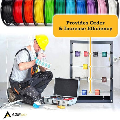 AdirPro Wire Spool Rack - Superior Strength Wire/Cable Dispenser - Conduit Display & Storage for Electrical Industrial & Retail Use (4 Rods, Grey)