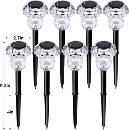 Solar Pathway Lights Outdoor 8 Pack Mushroom Garden Lights Waterproof Solar Powered Yard Lighting for Landscape, Driveway, Path, Walkway, Patio, Outside Garden Decorations, 6000K Cold White