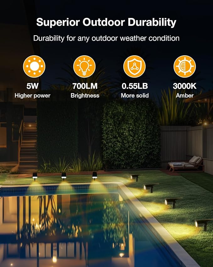 Solar Power Spotlight Outdoor Waterproof Landscape LED Accent Lighting for Yard, Tree, Plants, Walls, Path, Garden, Statues, Adjustable Brightness,Dusk to Dawn Long Lasting (Warm White, 1 Pack)