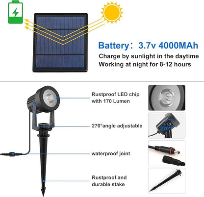 Solar Spot Lights Outdoor, Landscape Spotlights IP65 Waterproof 9.8ft Cable, Dusk to Dawn Solar Uplights for Trees Garden Yard Driveway Porch Walkway Pool (6-in-1, 6000K Cool White)