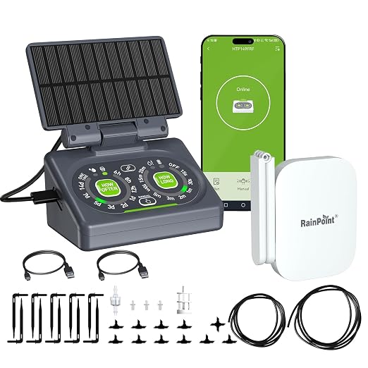 RAINPOINT WiFi Smart Programmable Solar Drip Irrigation System for Indoor Houseplant Water Up to 15 Pots, Compact Vacation Auto Plant Waterer Self Watering Device While Away Low Water Auto Shut-Off
