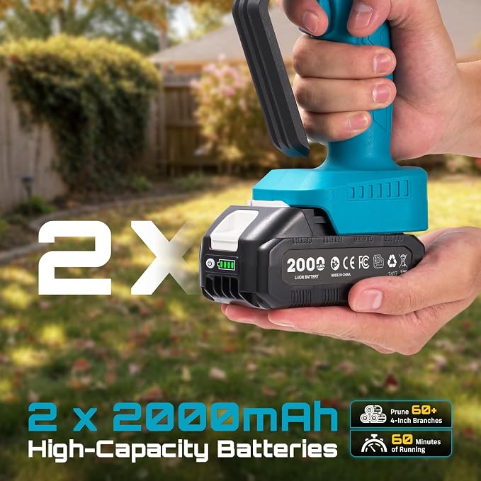 SEESII 6 Inch Mini Electric Chainsaw Cordless Battery Powered | 2026 Upgraded Hand Held Saw with 2x2000mAh Batteries for Wood/Tree Trimming, Chain Saw Gift for Men Husband Father Gardener