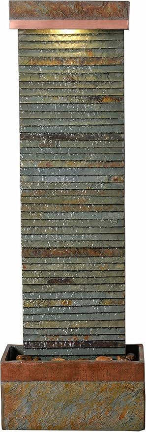 Kenroy Home Stave Indoor/Outdoor Floor Fountain with Copper Finish, Rustic Style, 48" Height, 8" Width, 16" Depth