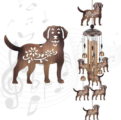 Bronze Dogs Wind Chimes for Outside/Indoor/Home/Balcony/Lawn/Tree/Yard/Garden Decoration, Retro Wind Catcher, Hang Dog Decor, Blessing Wind Bells, Memorial WindChimes Gifts for Mom, Grandma, Woman