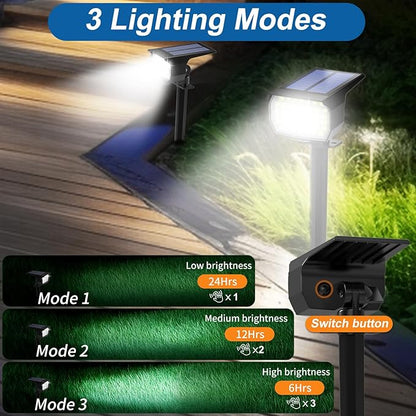 WENATY Solar Spot Lights Outdoor Waterproof IP65, 2 Pack Landscape Spotlights with 46 LEDs, 3 Modes Auto On/Off Solar Powered Flood Lights for Outside Pathway, Yard, Garden, Walkway (Cool White)