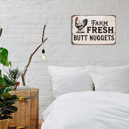 mmiishe Chicken Coop Accessories Funny Metal Signs Vintage Chicken Gifts for Farmers Coop Garden Kitchen Fences Gate Retro Wall Art Rustic Decor Birthday Anniversary Decoration Metal Tin Sign