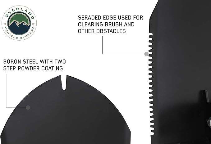 Overland Vehicle Systems Multi Functional Military Style Utility Shovel with Nylon Carrying Case Universal - Reinforced Handle with Locking Collar - #50 Boron Steel Spade