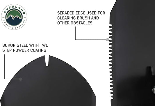 Overland Vehicle Systems Multi Functional Military Style Utility Shovel with Nylon Carrying Case Universal - Reinforced Handle with Locking Collar - #50 Boron Steel Spade