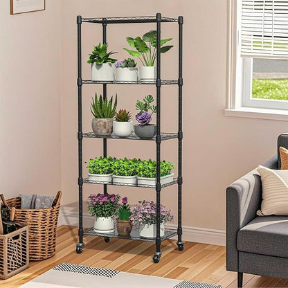Small Greenhouse for Indoors, 5 Tier 23.1" L×13.2" W×61.2" H | adjustable shelves，Portable Greenhouse with Wheels，for Growing Flowers and Seedlings