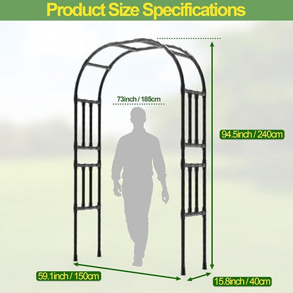 BUKLIYN Garden Arch Trellis - Length: 59in, Height: 94.5in Garden Trellis for Climbing Plants Outdoor - Garden Arch for Lawn, Party, Ceremony Wedding Decoration