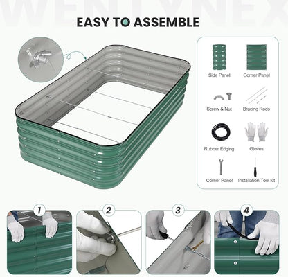5×3×1.4FT Modular Raised Garden Bed Outdoor, Galvanized Raised Garden Bed Kit, Large Metal Planter Raised Beds, 4 In1 Raised Planter Box Outdoor,Raised Beds for Gardening for Vegetables Flowers Herbs