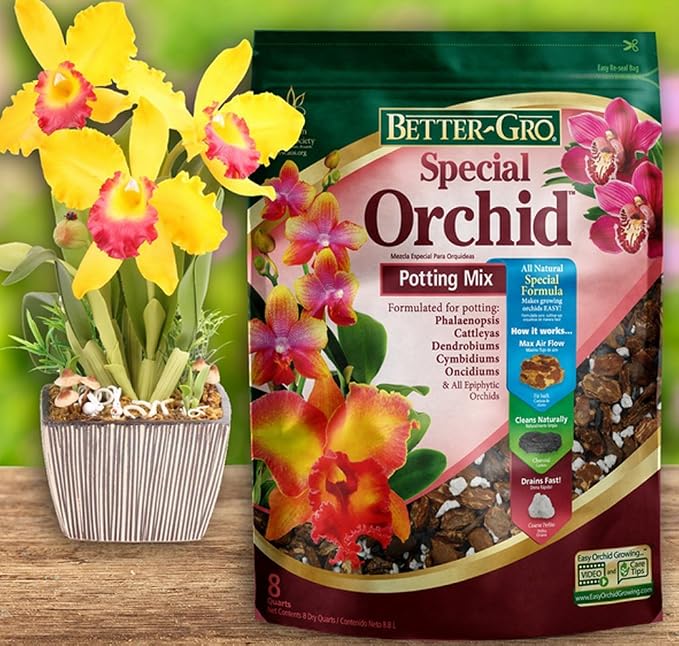 Sun Bulb Company 8305 Better Gro Orchid Plus Bloom Booster Fertilizer, 16-Ounce & 50000 Better Gro Special Orchid Mix, 4-Quart
