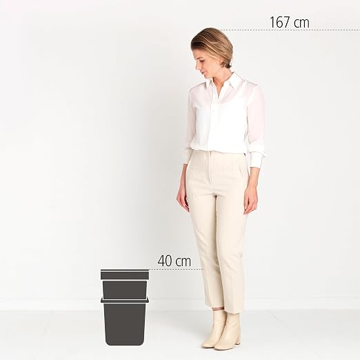 Brabantia Sort & Go Kitchen Recycling Bin | M / 6.6 Gal / 25L | Jade Green | Removable Stay-Open Lid, Carry Handle | Trash Can for Bottles, Cans, Paper, Glass | Wall-Mounting Bracket Sold Separately