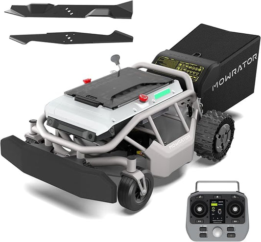 Mowrator S1 2WD 56V 12Ah Remote Control Lawn Mower, 45% (24°) Slope, Upgraded with Grip Tread Tires & Metal Hubcaps, 21" Steel Blade, 1.8–4.6" Height, Covers up to 0.75 Acre, Mulching Blade Included