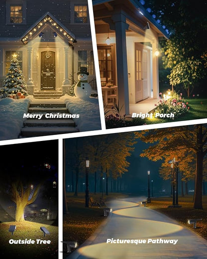 6 Pack Solar Spot Lights Outdoor Waterproof, 20 LEDs Bright Landscape Spotlights Dusk to Dawn, Warm White Adjustable Uplights for Yard Tree House Garden Wall Pathway, IP65
