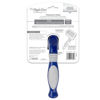 Four Paws Magic Coat Professional Series Grooming Essentials - Trimmers, Nail Clippers, and Brushes for Pets | Cat de-shedding brush, removes loose hair, smoothes coat, designed with a curved head, ergonomic handle