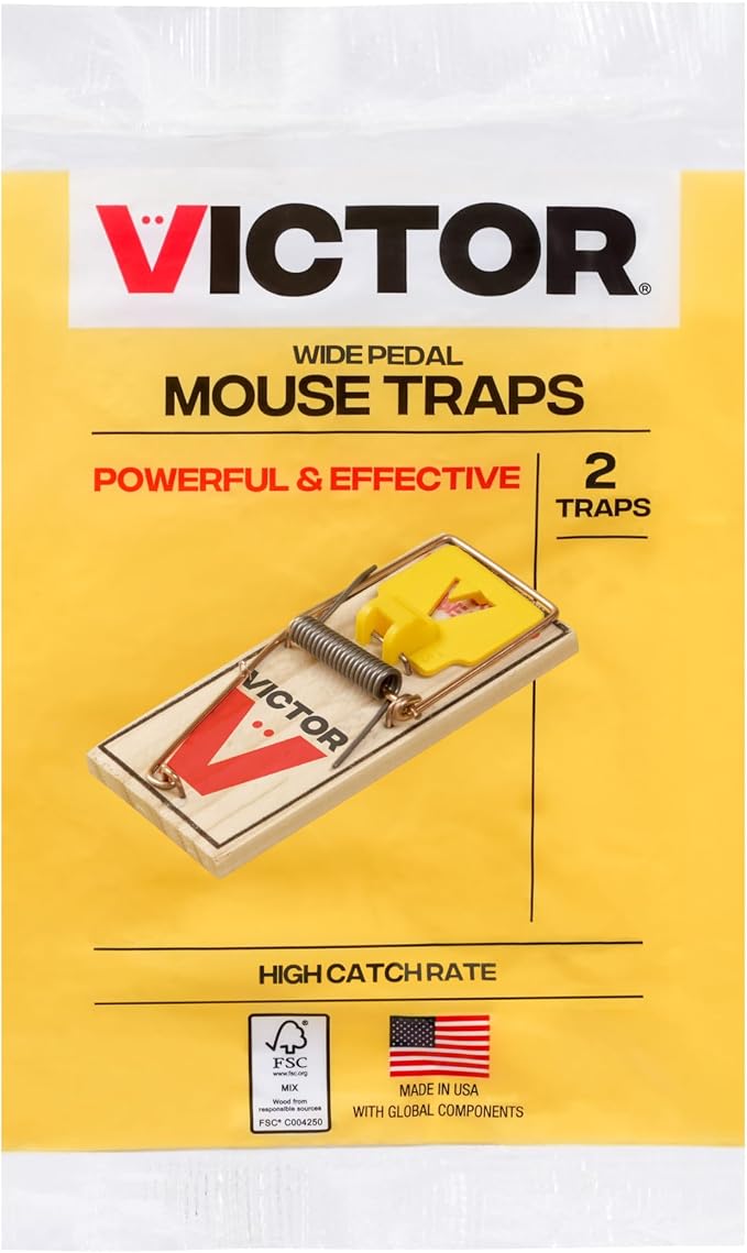 Victor Mouse Traps, 12-Pack Plastic Pedal Snap Traps, FSC Certified Wood | Indoor Rodent Control Reusable Mousetraps for Mice Pest Control Effective Instant Kill