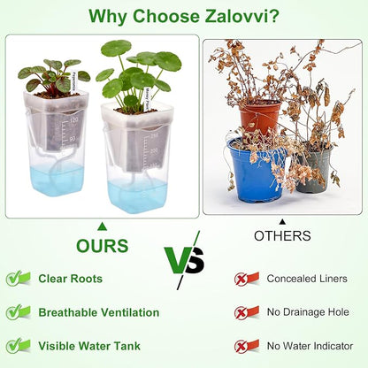 2" Clear Self Watering Pots for Indoor Plants,16PCS Mini Plastic Nursery Planters with Water Level Indicator & Drainage Holes for Propagation,Succulents,Seedling,African Violet,Plant Labels
