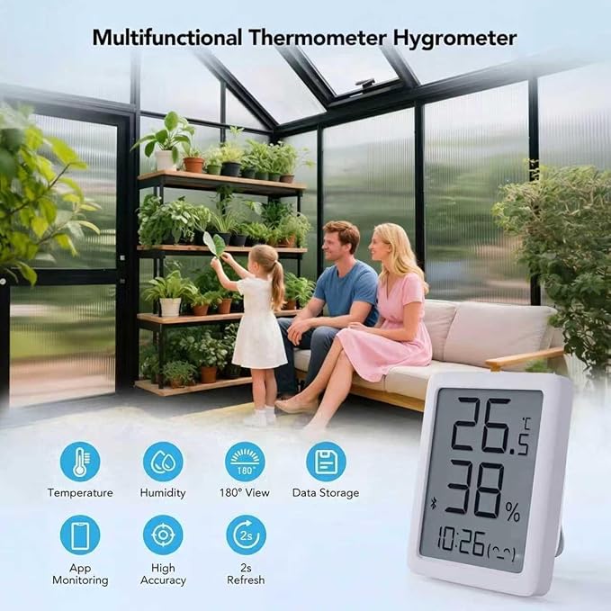 6x8 FT Greenhouse with Hygrometer, Greenhouses for Outdoors with Heavy Duty Aluminum Frame, Quick Setup Plant Gardening Green Houses for Outside with Lockable Door & Vented Roof Window
