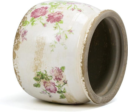 Dosayes Flower Pot,Vintage Ceramic Pot for Planter with Drainage Holes, 6.29 inch Ice Crack Glazed Indoor Planters Pot for Indoor,Tuscan Home Decor,Gardening Gifts (Garden)