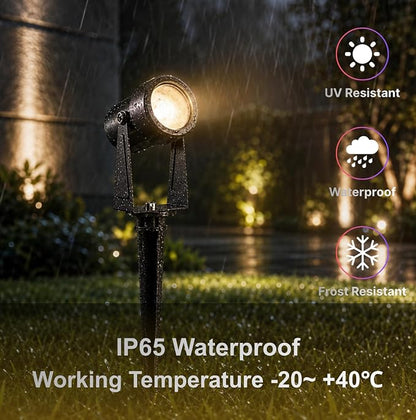 ZYAN Landscape Spotlights with Timer, Dimmable, Auto On Off, IP65 Waterproof Uplight for Yard Garden Pathway, Low Voltage Plug and Play, Warm White (4 Pack)