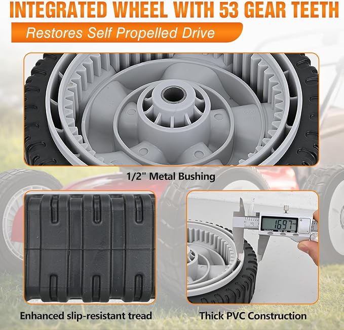 Yesker Lawn Mower Drive Wheels Replacement 8 Inch 734-04581 634-0190A Assembly, Lawnmower Front Wheels Compatible with Craftsman, Yard Machines, Husky, MTD RM210 RM220, Troy-Bilt and More, 2-Pack