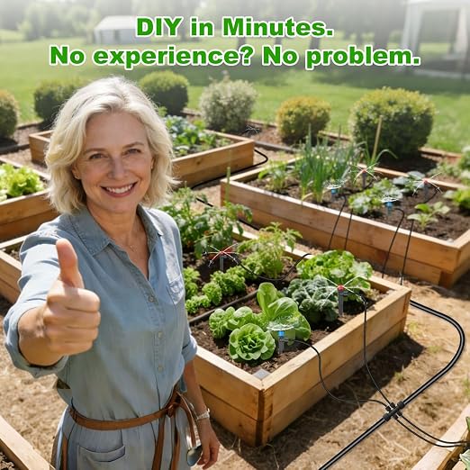 250FT Drip Irrigation System Kit New Quick-Connect, Automatic Garden Watering Misting System for Greenhouse, Yard, Lawn, Plant with 5/16 inch Hose 1/4 inch Distribution Tubing and Accessories