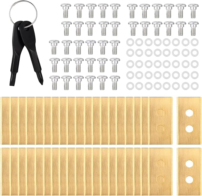 40pcs Gold-Tone Replacement Blades, Stainless Steel Replacement Robotic Lawnmower Blades with Washers Screws and Screwdriver for Mammotion 2 Awd Luba & Yuka All Series Robot Lawn Mowers (Style 2)