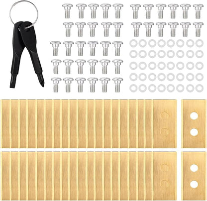 40pcs Gold-Tone Replacement Blades, Stainless Steel Replacement Robotic Lawnmower Blades with Washers Screws and Screwdriver for Mammotion 2 Awd Luba & Yuka All Series Robot Lawn Mowers (Style 2)