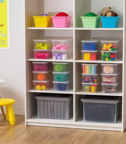 IRIS USA 6 Qt Storage Bins with Lids, 6-Pack Clear Plastic Storage Containers, Stackable Organization Boxes for Shoes, Crafts, Classroom Supplies & Household Storage