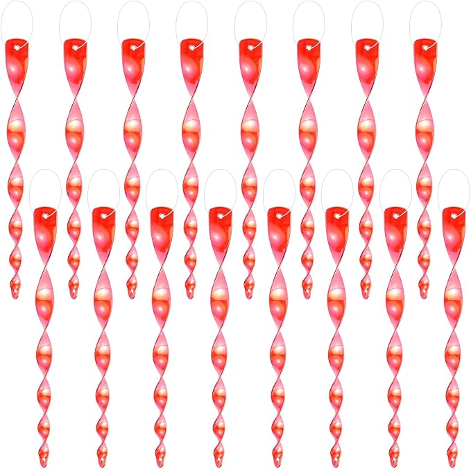 M METERXITY 16-Pack Bird Reflective Rods 11.5 Inch Spiral Bird Scare Rods Hanging Birds Deterrent Device for Yard/Patio/Garden/Farm/Decoration [Red]