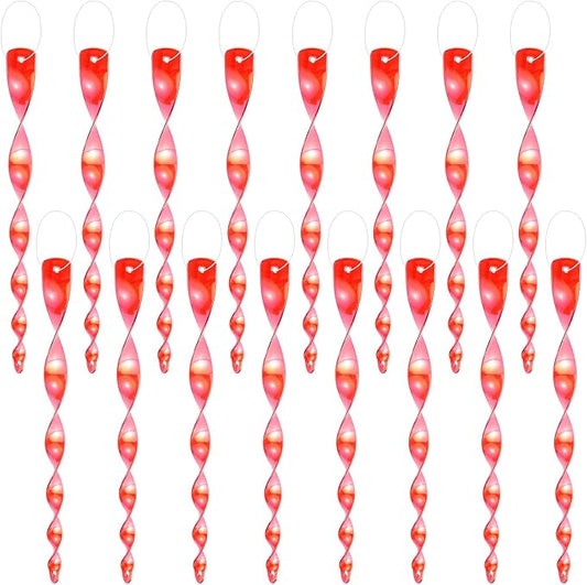 M METERXITY 16-Pack Bird Reflective Rods 11.5 Inch Spiral Bird Scare Rods Hanging Birds Deterrent Device for Yard/Patio/Garden/Farm/Decoration [Red]