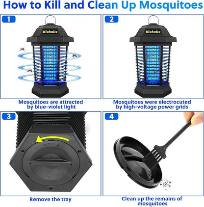 Klahaite Bug Zapper Outdoor, Electric Mosquito Zapper, Fly Zapper Indoor Fly Traps, Mosquito Repellent Outdoor Patio & Backyard Covers 1/2 Acre, 4200V 3 Prong Plug, ABS Fireproof Plastic Outer