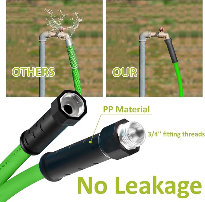 Cupohus 10FT RV Water Hose, 5/8" Extra Thick Wall Drinking Water Safe, Freeze Resistant Hot & Cold Weather, Kink Free Heavy Duty Flexible Hose with Storage Bag for Camper Travel Trailer Boat – Green