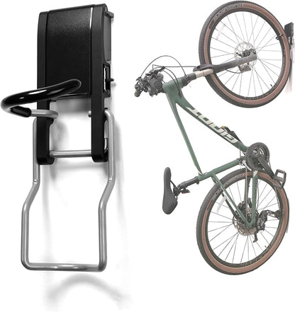 Bike Hook 2 Pack, Max 3 Inch for Mountain Bike eBike, 110 lbs Weight Capacity, with Extra Helmet Hook, Heavy duty Wall mount Bicycle Rack for Garage Storage