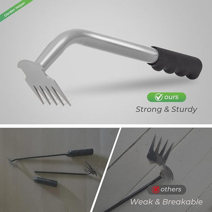 Walensee Weed Puller Tool - Durable Weeding Tool for Dandelions & Crabgrass | Manganese Steel 5-Tine Head, Ergonomic Rubber Grip, Efficient Uprooting, Ideal for Vegetable Gardens & Backyards