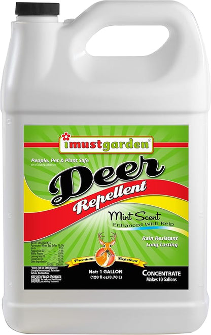 I Must Garden Deer Repellent Concentrate – 1 Gallon: Mint Scent Deer Spray for Plants – Natural Ingredients - Makes 10 Gallons, Covers 40,000 sq. ft.