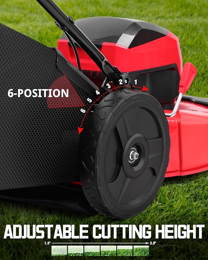 PowerSmart 40V 21" Cordless Electric Lawn Mower Brushless Motor, Mulch/Bag/Rear Discharge, 6-Position Height Adjust (1.5"–3.9"), Folds Flat, 2×4.0Ah Batteries & Charger Included,Up to 1/4 Acre