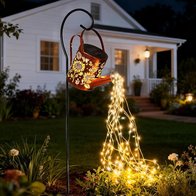 Sunflowers Solar Lights Outdoor Garden Sunflower Gifts, Gardening Gifts, Solar Watering Can Lantern Gifts for Mom Grandma Women, Patio, Yard, Pathway Lantern Plant Decoration