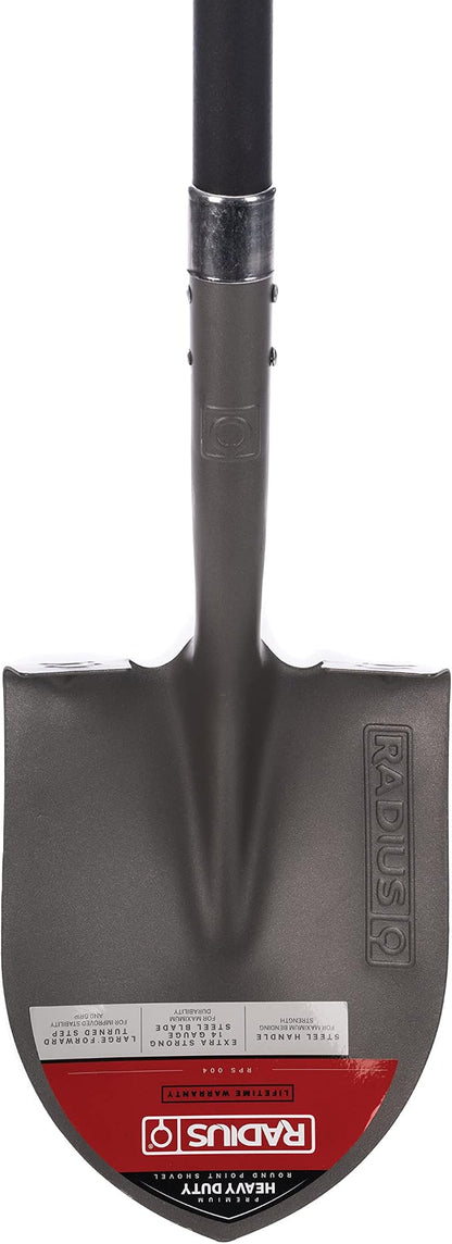 Radius Garden 58-in Long Handle Round-Point Shovel, Steel Shaft, Steel