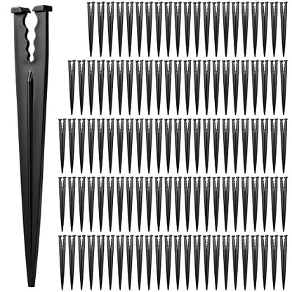 100 Pieces 1/4 Inch Drip Irrigation Support Stakes, 5.6-Inch Long Plastic 1/4'' Heavy-Duty Tubing Holder Stakes for Irrigation Hose/Emitter Support Garden Greenhouse Drip Supplies