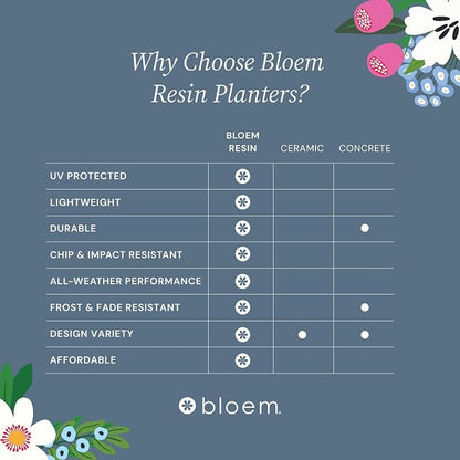 Bloem Ariana 20" Plastic Self-Watering Planter, Charleston Green, 2-Pack | Self-watering disk at the bottom of each pot that acts as a water wick and reservoir for optimal plant health