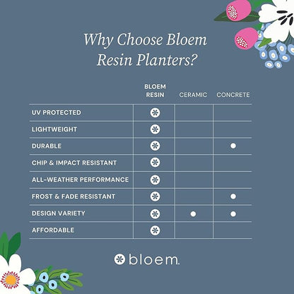 Bloem Ariana 10" Plastic Self-Watering Planter, Navy, 2-Pack | Self-watering disk at the bottom of each pot that acts as a water wick and reservoir for optimal plant health