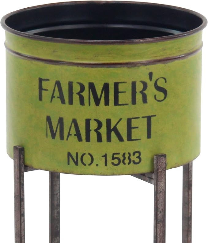 Deco 79 Metal Indoor Outdoor Planter Farmers Market Large Planter Pot, Set of 3 Planters 22", 25", 28"H, Multi Colored