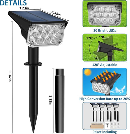 T-SUNUS RGB Solar Landscape Spotlights Christmas Outdoor, IP65 Waterproof Color Spot Light Auto Dusk to Dawn Landscaping Wall Lights for Tree Yard Garden Driveway Porch Walkway Pond Halloween 4 Pack