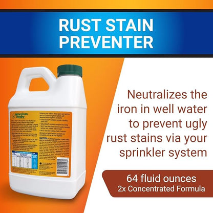 Pro Products American Hydro Systems RR1 Rid O' Rust 2X Concentration Rust Stain Preventer for Irrigation Systems and Exterior Surfaces, 64 Fl. Oz. Bottle, Pack of 2