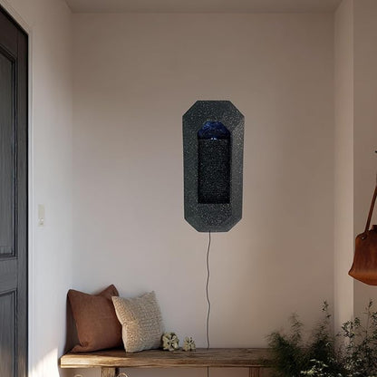 XBrand 23.3" H Black Wall Fountain with LED Light